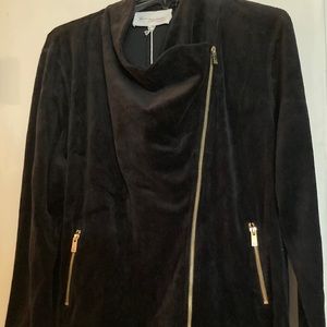 Vince Camuto black velour full zip jacket-sz large